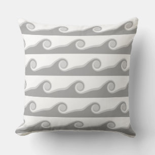 Coussin Vagues Abstraites en gris et blanc