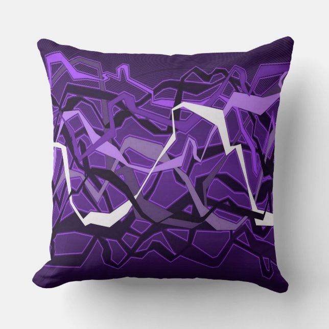 Coussin Vagues Abstraites funky Oreillère à lancer violet (Recto)
