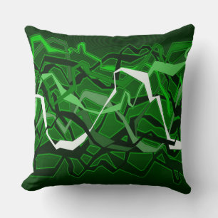 Coussin Vagues abstraites funky vertes