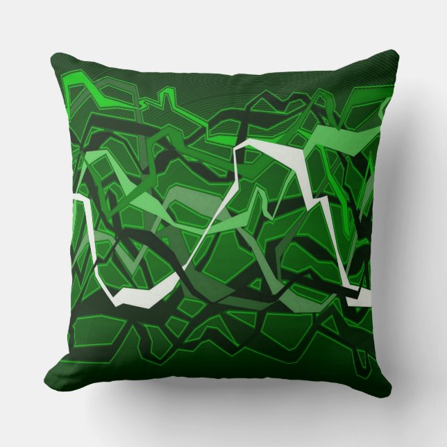 Coussin Vagues abstraites funky vertes (Recto)