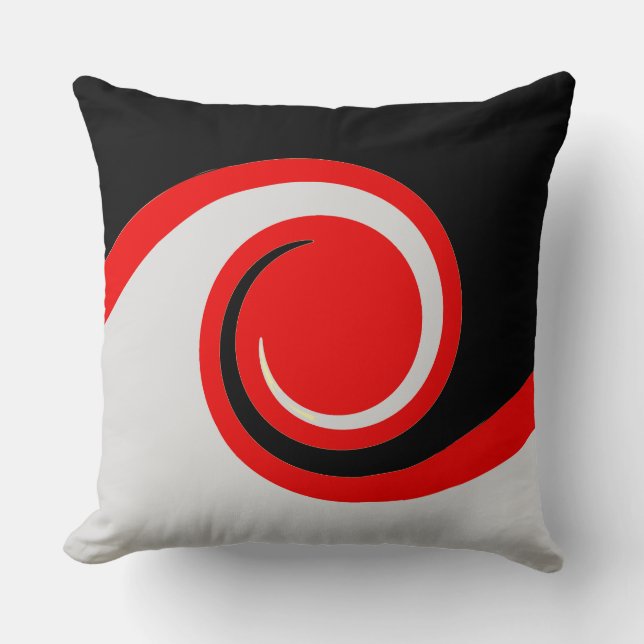 Coussin Vagues Abstraites noires, rouges et argentées (Recto)