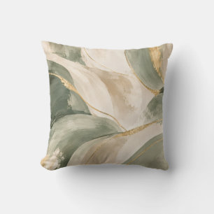 Coussin Vagues Abstraites Vert Sauge et Or