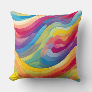 Coussin Vagues arc-en-ciel