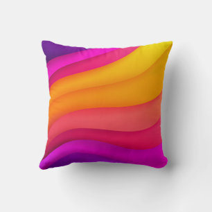 Coussin Vagues arc-en-ciel magenta