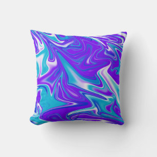 Coussin "Vagues célestes : Le marbre bleu blanc et violet