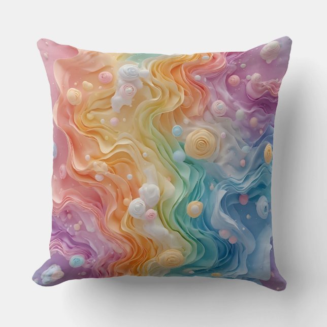 Coussin Vagues colorées Pastel Abstraites (Recto)