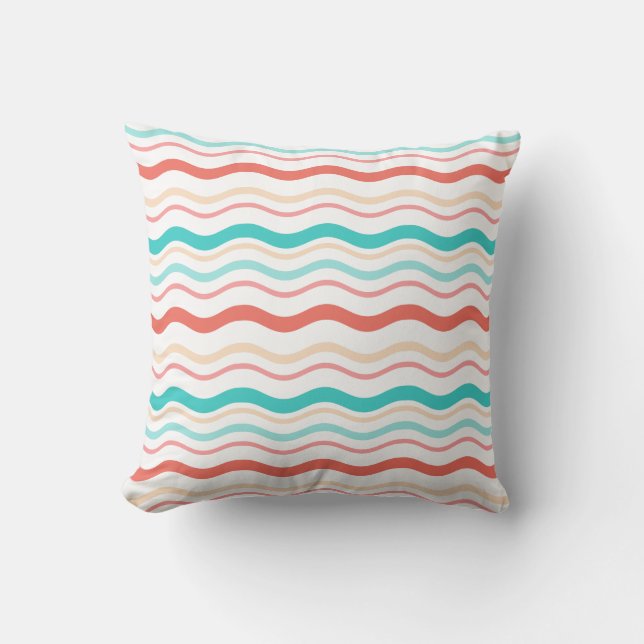Coussin Vagues de corail Aqua (Recto)