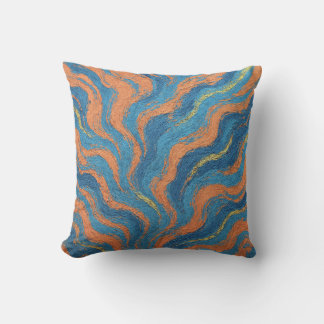 Coussin vagues de corail et d'indigo