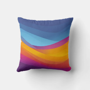 Coussin Vagues de couches bleu orange