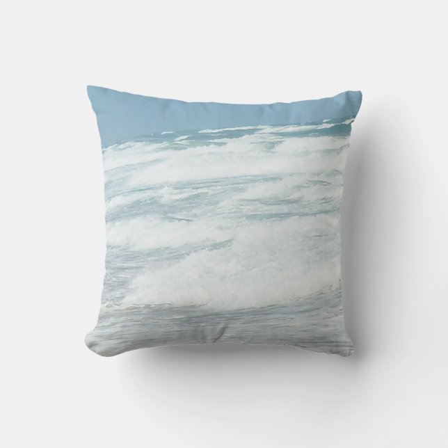 Coussin Vagues de Delray Beach sous un ciel bleu vif (Recto)