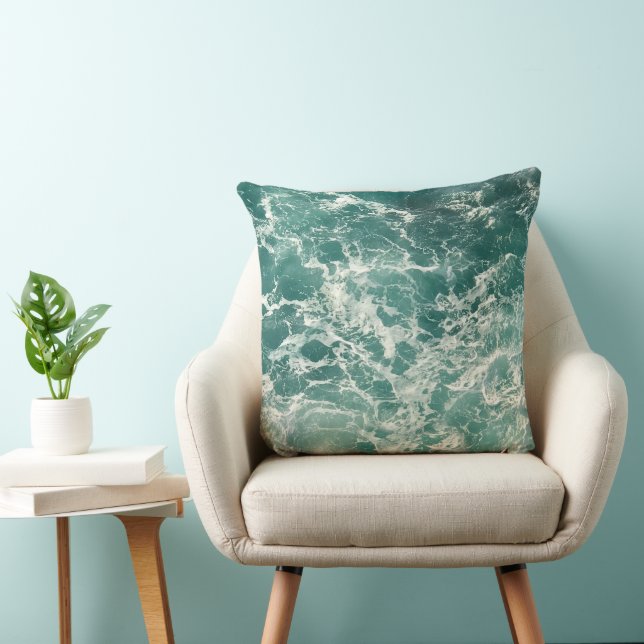 Coussin Vagues de l'océan bleu-vert (Chaise)