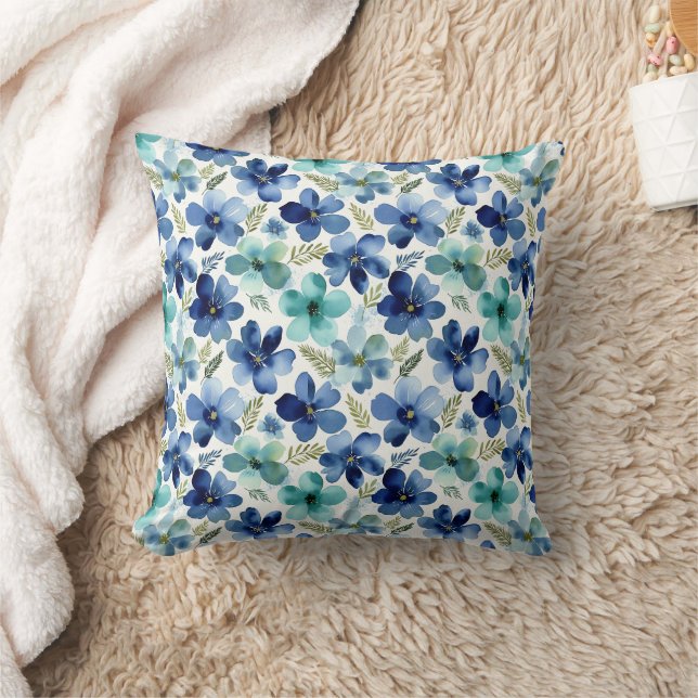 Coussin Vagues de tulipes bleues océaniques (Couverture)