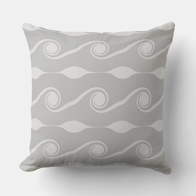 Coussin Vagues de vie abstraites gris clair (Recto)