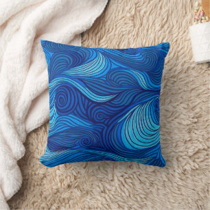 Coussin Vagues d'eau de l'océan bleu turquoise abstrait  