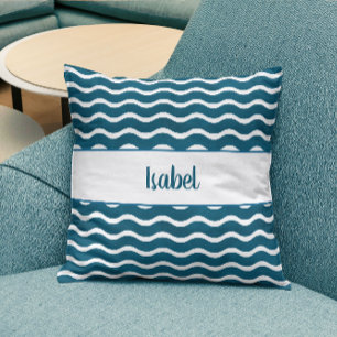 Coussin Vagues dégradées bleu sarcelle personnalisées Côti