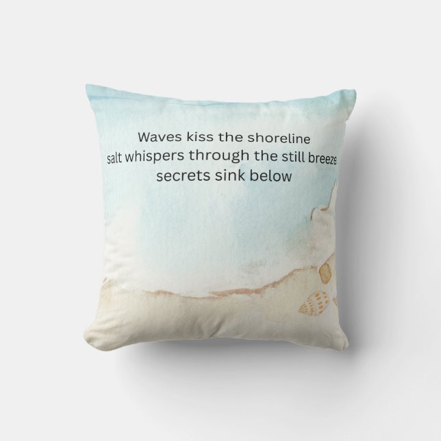 Coussin vagues embrasser la plage haiku poem (Recto)