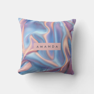 Coussin Vagues en Satin Iridescent Pastel Onirique Personn