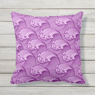 Coussin Vagues japonaises vintages, Twilight Purple et Lil
