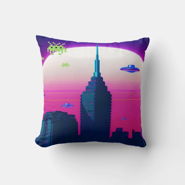 Coussin Vagues nocturnes et Vapor Daze (Recto)