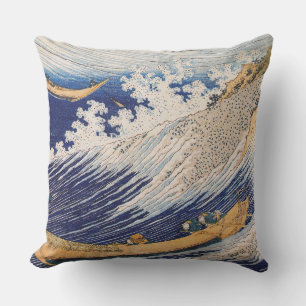 Coussin Vagues océaniques Hokusai Bateaux en mer