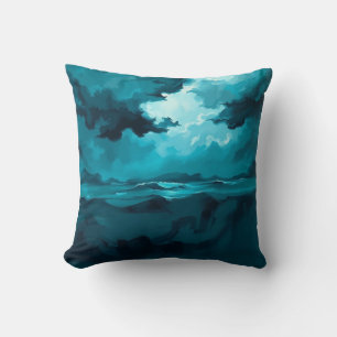 Coussin Vagues Océaniques Maussades Sous un Ciel Orageux –