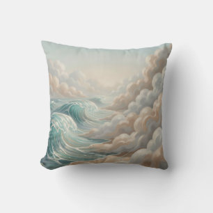 Coussin Vagues océaniques sereines Ciel nuageux Paysage ma