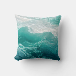 Coussin Vagues océaniques turquoise abstraites de rêve