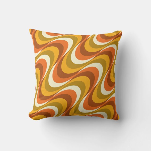 Coussin vagues orange des années 60 (Recto)