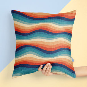 Coussin Vagues Rétro Colorées Vintage