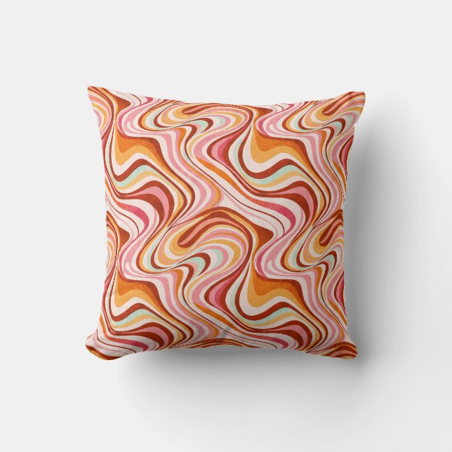 Coussin Vagues rétro super - Tourbillons psychédéliques ch (Recto)