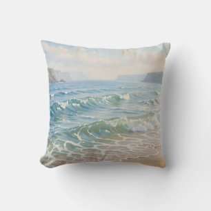 Coussin Vagues sereines de l'océan se brisant sur la plage