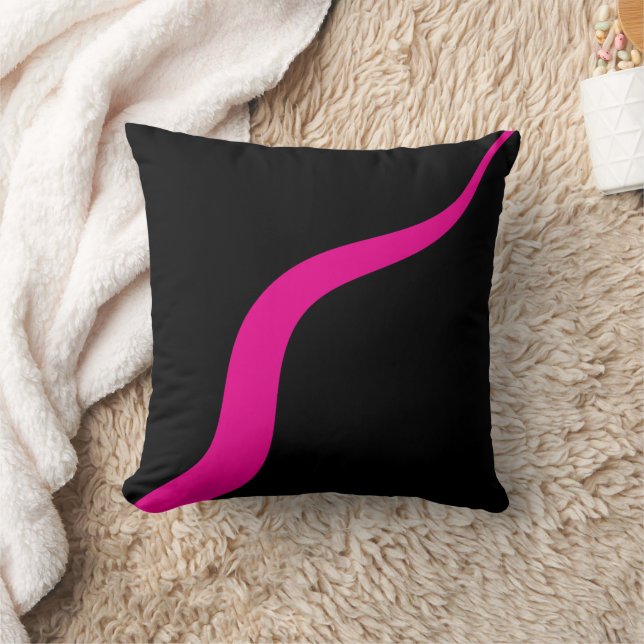 Coussin Vagues simples 3 en Magenta et noir (Couverture)