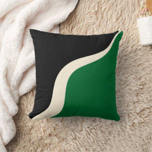 Coussin Vagues simples 3 en vert, crème et noir