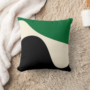 Coussin Vagues simples 4 en vert, crème et noir
