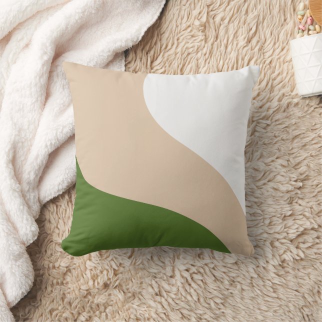 Coussin Vagues simples - Blanc, Sable et Palm Vert (Couverture)