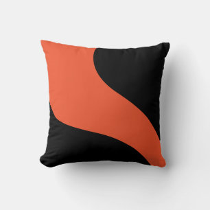 Coussin Vagues simples en noir et orange