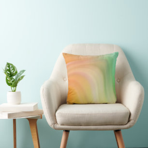 Coussin Vagues vert clair, orange et jaune