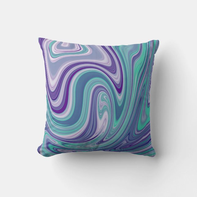 Coussin Vagues violettes et bleues sophistiquées (Recto)