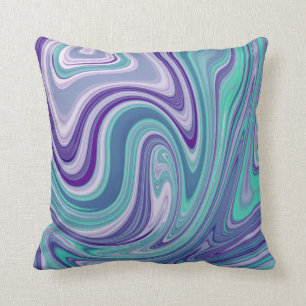 Coussin Vagues violettes et bleues sophistiquées