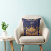 Coussin Vaisseau antique, Dauphins, Or, Monogramme bleu ma (Chaise)