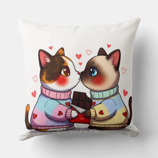 Coussin Valentine Cats with Chocolate (Verso)