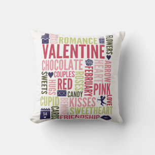 Coussin Valentine Mots Valentine's Day Throw Pillow