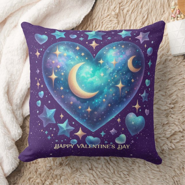 Coussin Valentine Purple Heart Stars constellations (Couverture)
