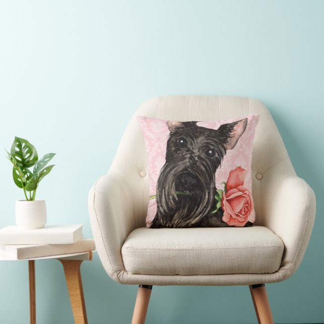 Coussin Valentine Rose Scottish Terrier (Chaise)