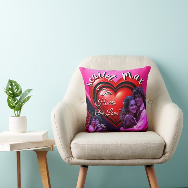 Coussin Valentine’s Day Photo Collage Red Pink Hearts (Chaise)