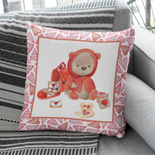 Coussin Valentine Teddy Bear Coeur Cookies mignonnes