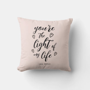 Coussin Valentine Tu es la Lumière de ma vie Pastel rose