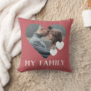 Coussin Valentines Coeur de famille Photo personnalisée pe