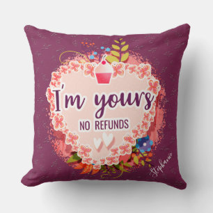 Coussin Valentines Coeur Et Fleur À Fuchsia