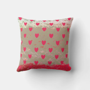 Coussin Valentines Coeur Rouge Motifs Glittery Or Ombre